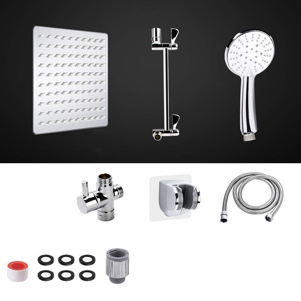 Modern Dual Shower Head Square High Arc Shower Head in Silver