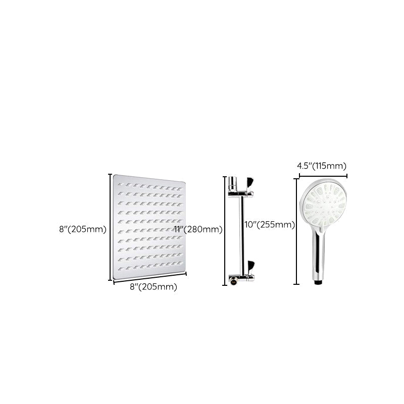 Modern Dual Shower Head Square High Arc Shower Head in Silver