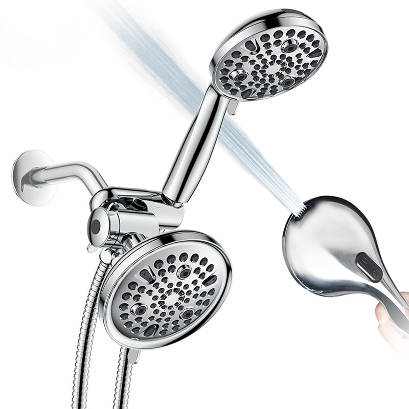 Contemporary Shower Combination Adjustable Shower Head Chrome Ceiling Mounted Round Shower Head