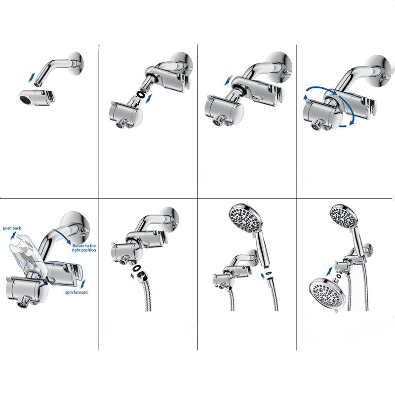 Contemporary Shower Combination Adjustable Shower Head Chrome Ceiling Mounted Round Shower Head
