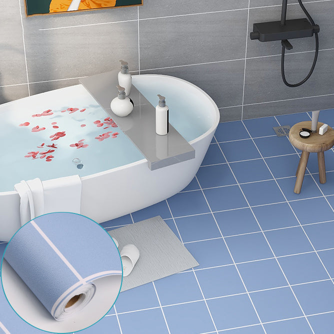 Modern Vinyl Planks Peel and Stick Grid Print PVC Flooring for the Bathroom