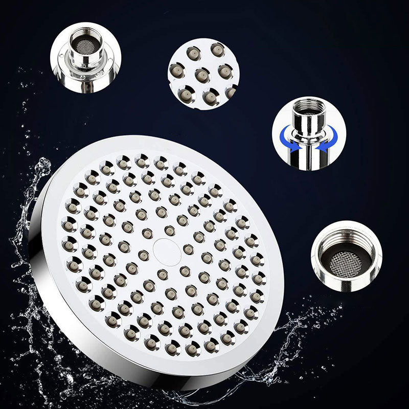 Modern Standard Shower Set Double Round Metal Adjustable Spray Pattern Shower Head