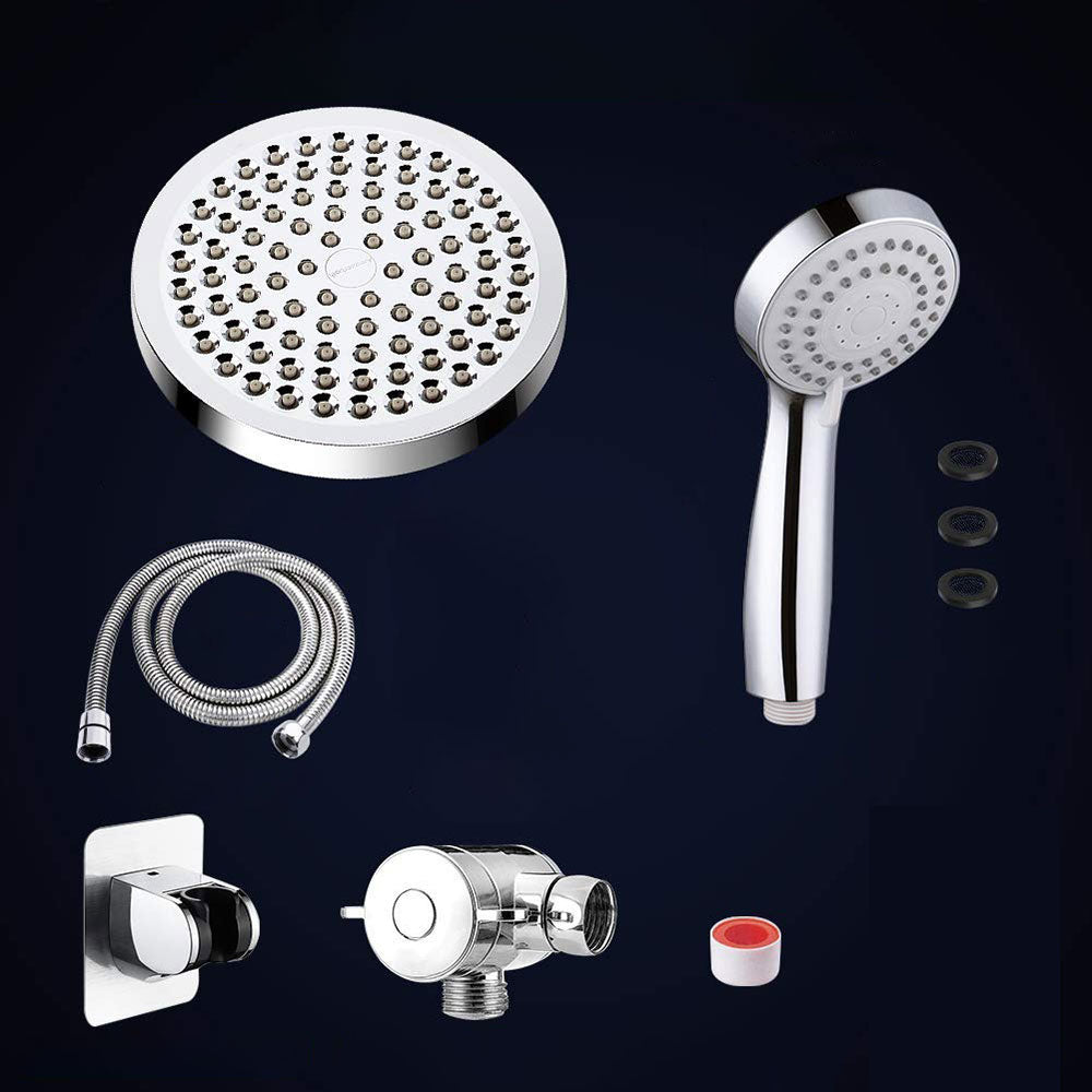 Modern Standard Shower Set Double Round Metal Adjustable Spray Pattern Shower Head