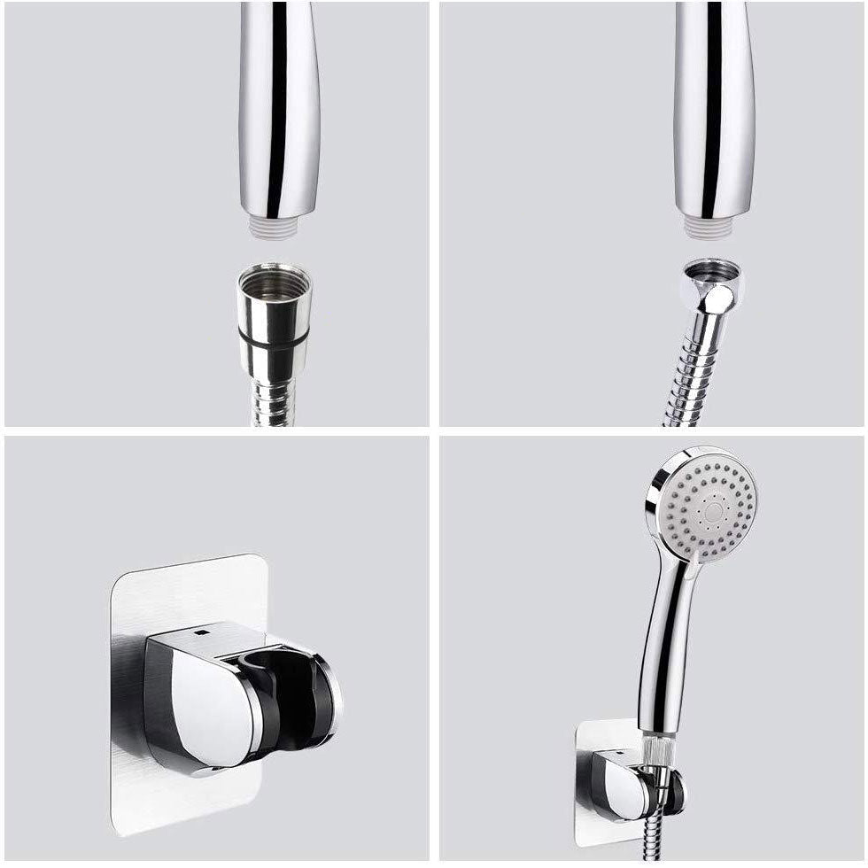 Modern Standard Shower Set Double Round Metal Adjustable Spray Pattern Shower Head