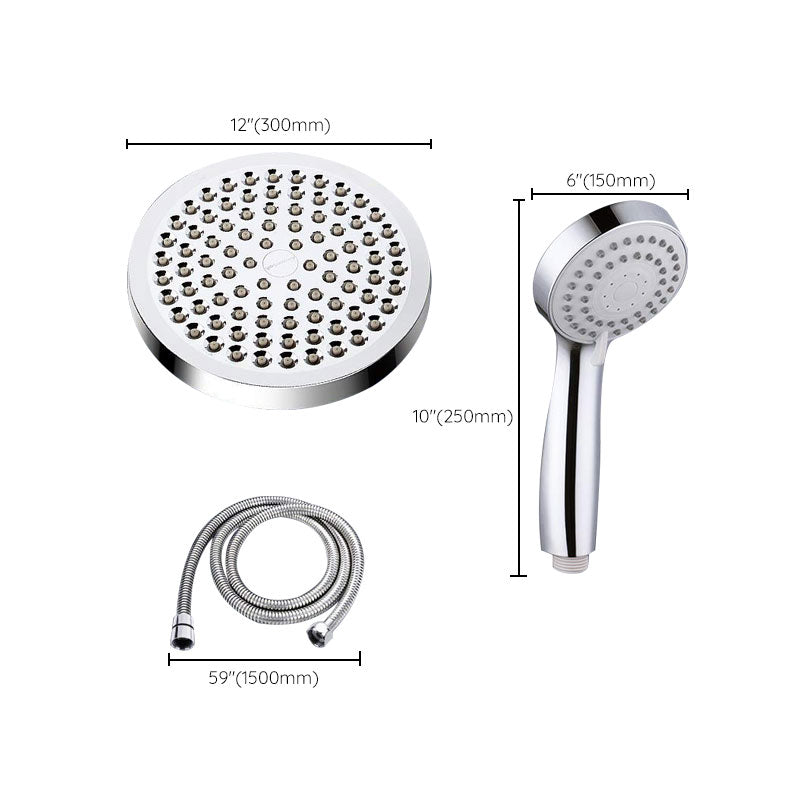 Modern Standard Shower Set Double Round Metal Adjustable Spray Pattern Shower Head