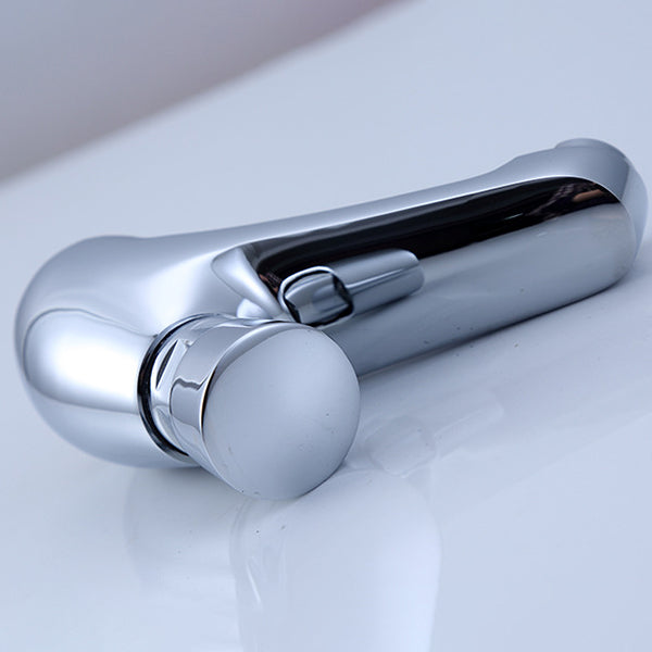 Modern sink faucet with brass knob handle, low arc, washbasin faucet