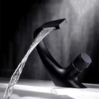 Button Handle Faucet Contemporary Style Faucet with Waterfall Spout