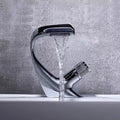 Button Handle Faucet Contemporary Style Faucet with Waterfall Spout