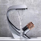 Button Handle Faucet Contemporary Style Faucet with Waterfall Spout