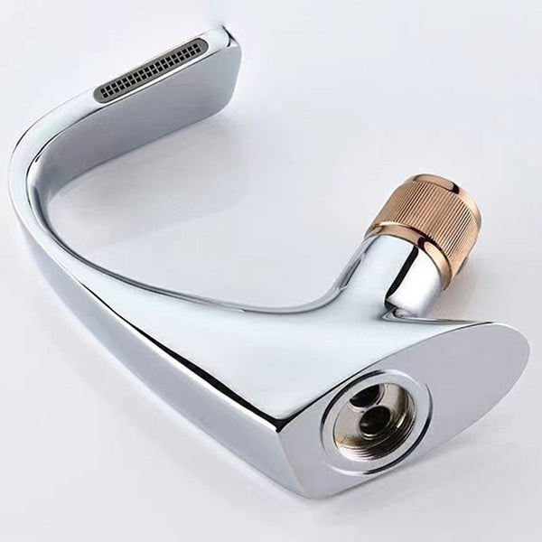 Button Handle Faucet Contemporary Style Faucet with Waterfall Spout