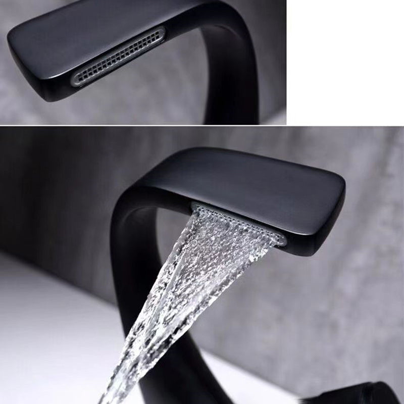 Button Handle Faucet Contemporary Style Faucet with Waterfall Spout