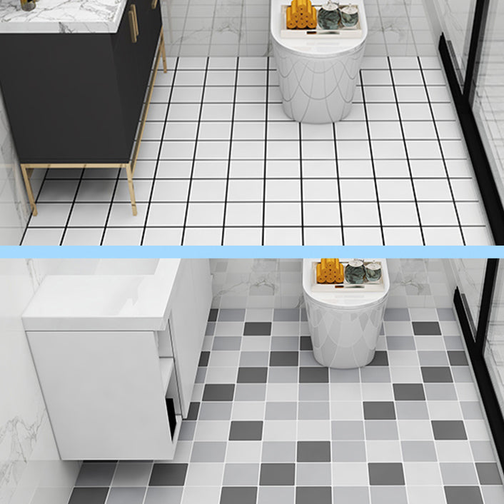 Modern Vinyl Floor Planks Peel & Stick Grid Print PVC Flooring