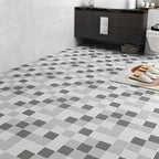 Modern Vinyl Floor Planks Peel & Stick Grid Print PVC Flooring