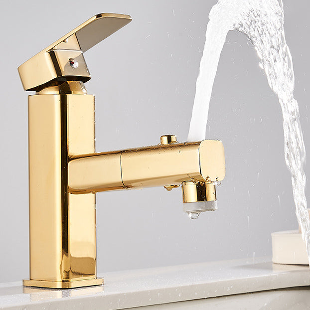 Luxury Extendable Basin Faucet Cubic Low Arc Vanity Faucet