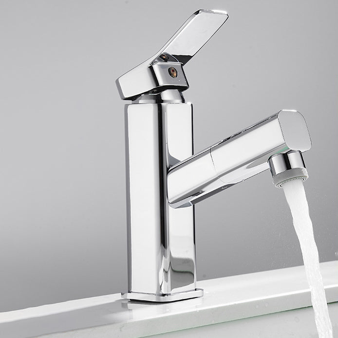 Luxury Extendable Basin Faucet Cubic Low Arc Vanity Faucet