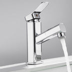 Luxury Extendable Basin Faucet Cubic Low Arc Vanity Faucet