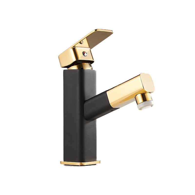 Luxury Extendable Basin Faucet Cubic Low Arc Vanity Faucet