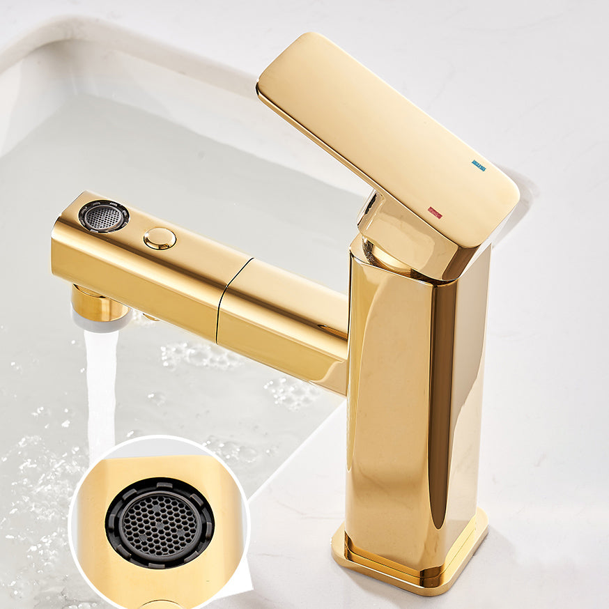 Luxury Extendable Basin Faucet Cubic Low Arc Vanity Faucet