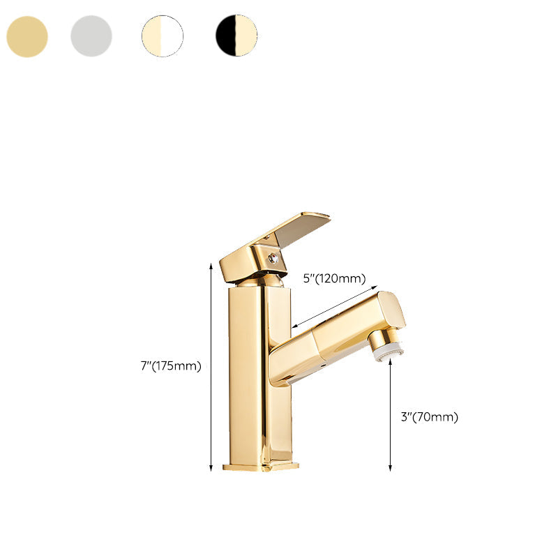 Luxury Extendable Basin Faucet Cubic Low Arc Vanity Faucet