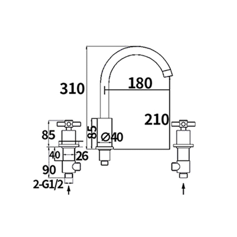 Traditional Style Roman Tub Faucet Copper Wall Mounted Roman Tub Faucet