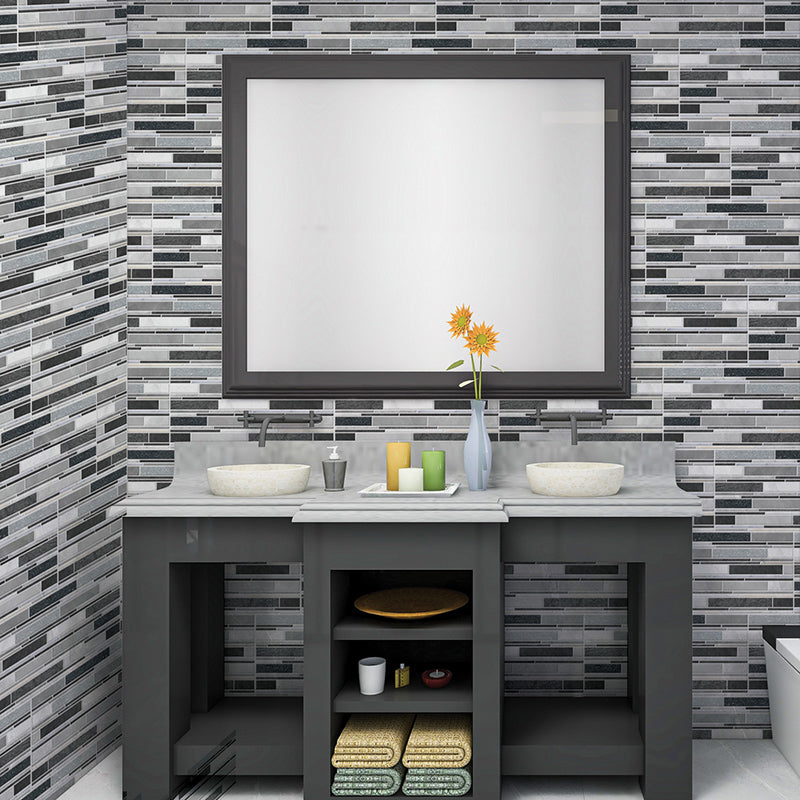 PVC Peel & Stick Tile Kitchen waterproof splash guard Peel and Stick Wall Tile Set of 18
