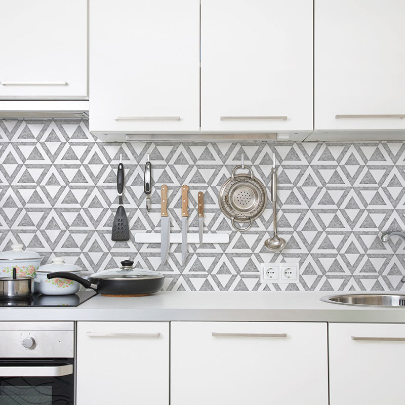 PVC Peel & Stick Tile Kitchen waterproof splash guard Peel and Stick Wall Tile Set of 18