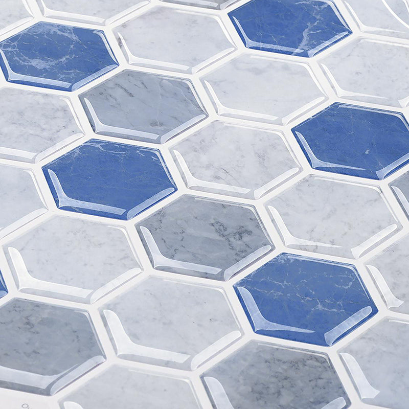Polygon Metal Peel and Stick Back Wall Tile PVC Peel and Stick Tile for the Kitchen