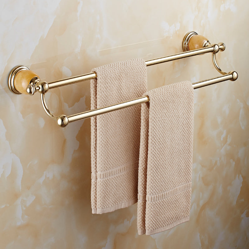Contemporary brushed brass bathroom accessories as a single piece or as a set