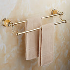 Contemporary brushed brass bathroom accessories as a single piece or as a set