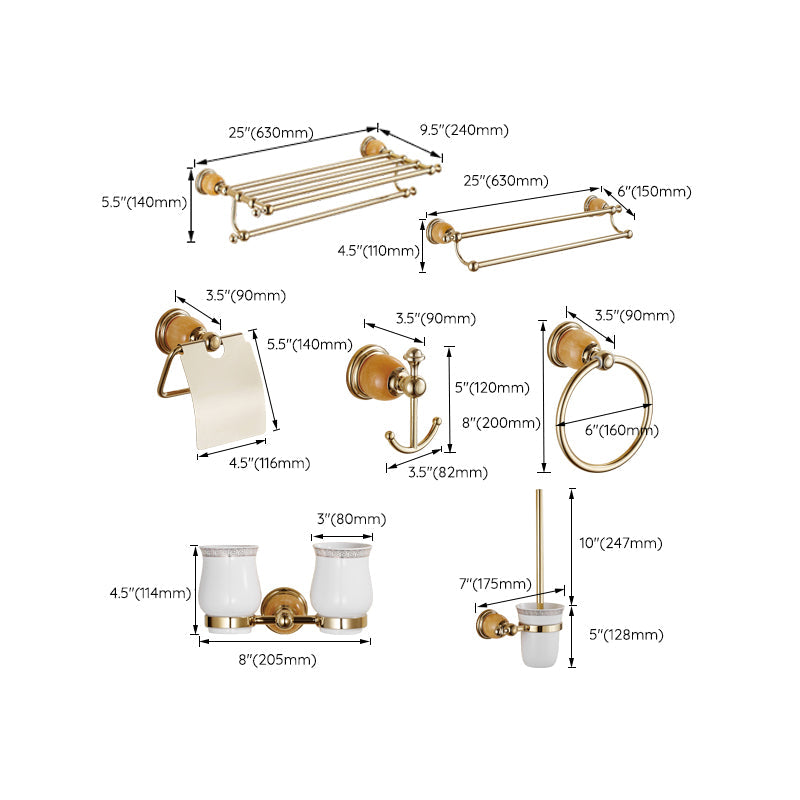 Contemporary brushed brass bathroom accessories as a single piece or as a set