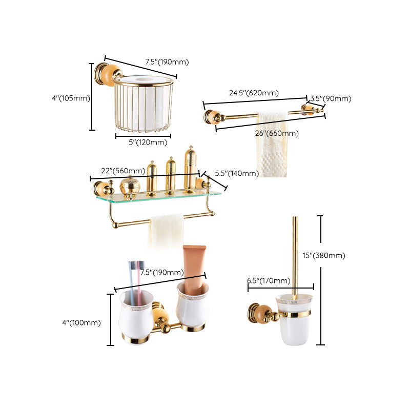 Modern bathroom accessories as a single piece or as a set in gold
