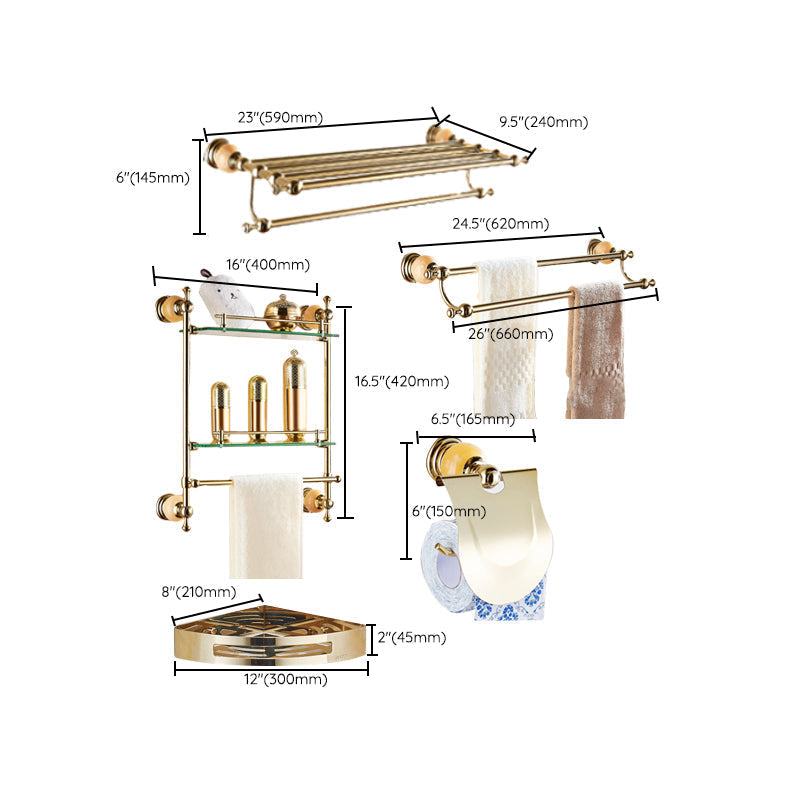 Modern bathroom accessories as a single piece or as a set in gold