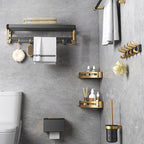 Contemporary Metal 6-piece Bathroom Accessory Set with Bathroom Shelf
