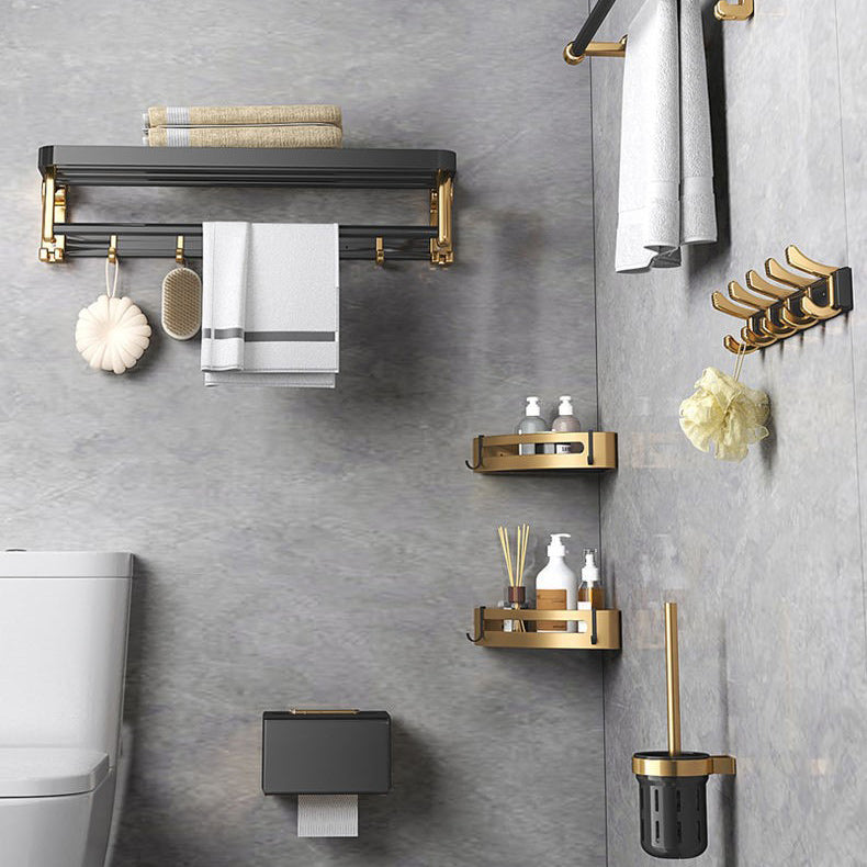Contemporary Metal 6-piece Bathroom Accessory Set with Bathroom Shelf