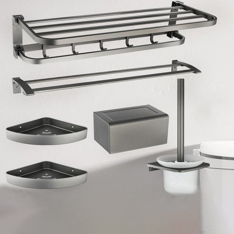Contemporary Metal 6-piece Bathroom Accessory Set with Bathroom Shelf