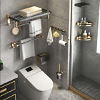 Contemporary Metal 6-piece Bathroom Accessory Set with Bathroom Shelf