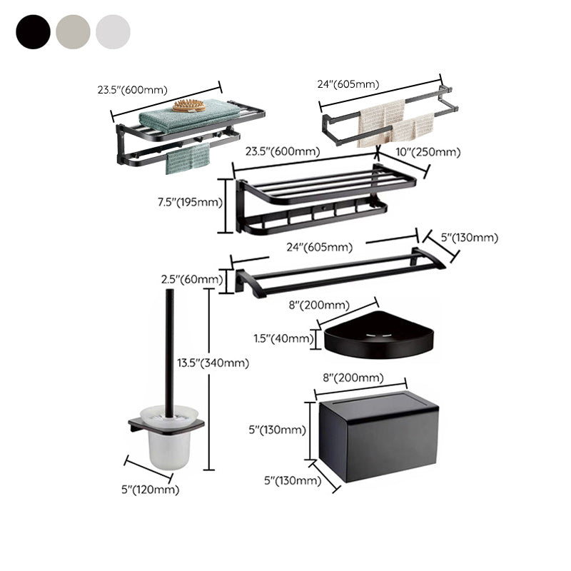 Contemporary Metal 6-piece Bathroom Accessory Set with Bathroom Shelf