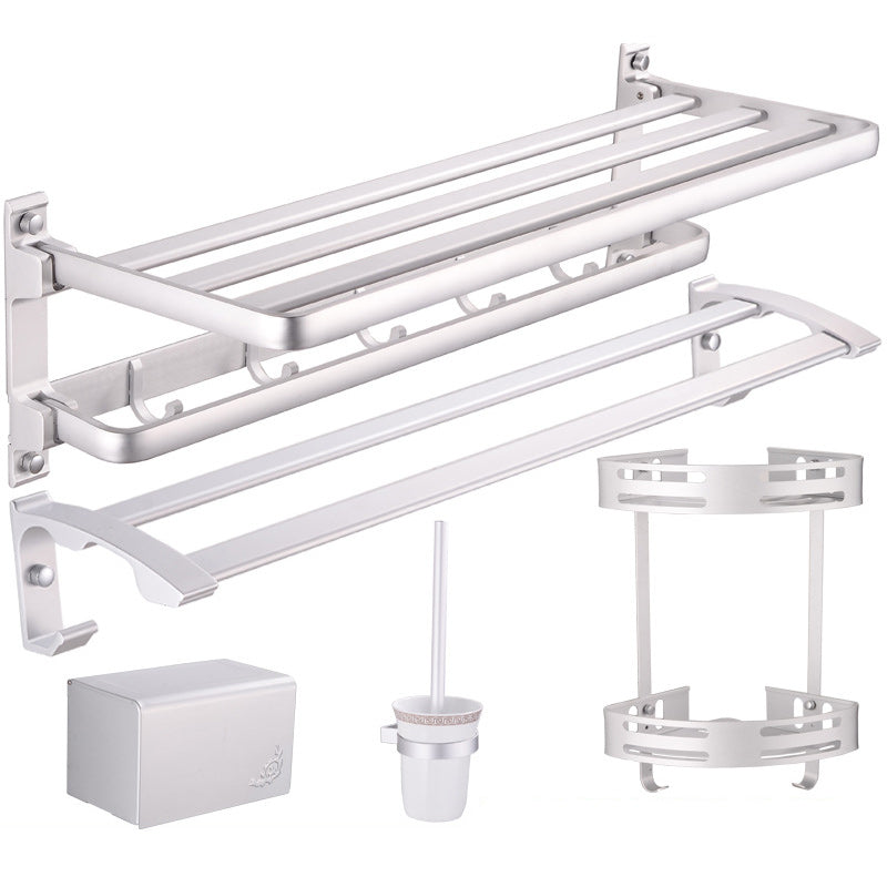 Modern 5-piece bathroom accessory set with triangular bath shelf