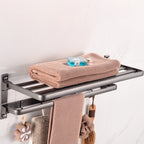 Modern 5-piece bathroom accessory set with triangular bath shelf