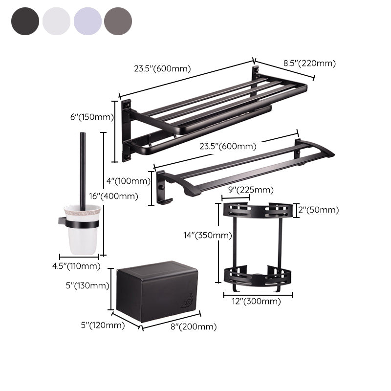 Modern 5-piece bathroom accessory set with triangular bath shelf