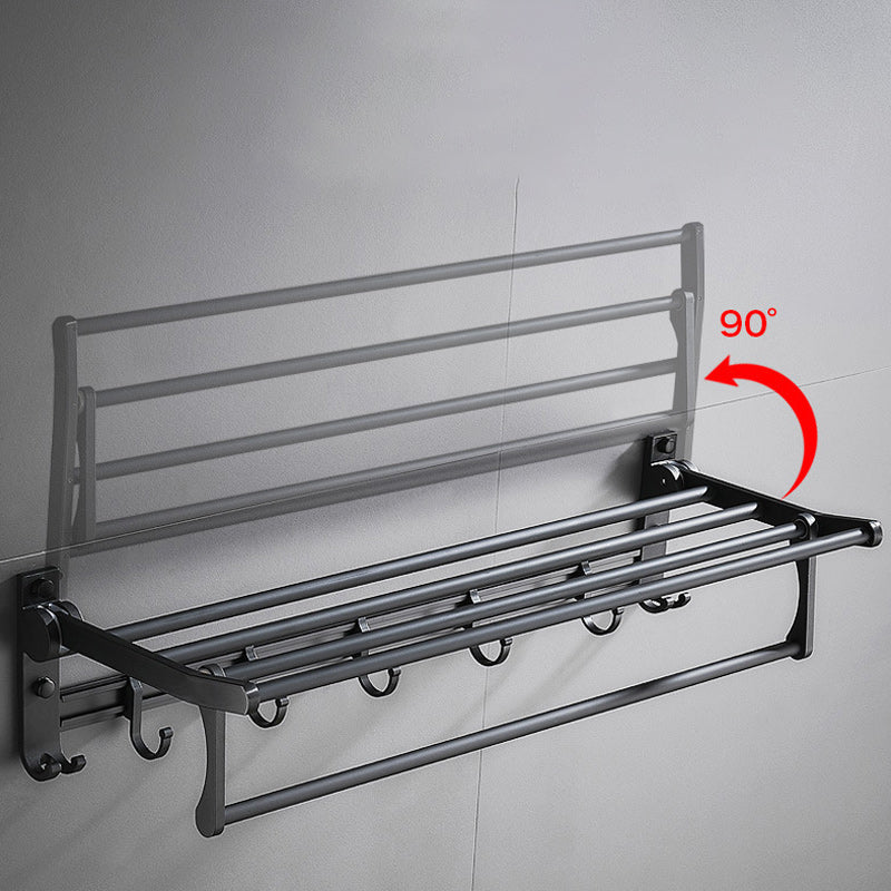 6-piece modern bathroom hardware set in matte black with bathroom shelf/towel holder & bathrobe hooks