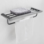 5-piece modern bathroom accessory set made of stainless steel with towel rail/robe hooks/toilet paper holder