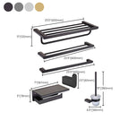 5-piece modern bathroom accessory set made of stainless steel with towel bar/robe hooks/paper holder