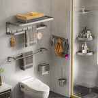 Modern Gray Bathroom Accessory Set Aluminum Stainless Steel Bathroom Shelf/Towel Hooks/Towel Bar