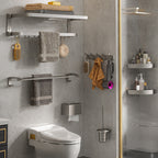 Modern Gray Bathroom Accessory Set Aluminum Stainless Steel Bathroom Shelf/Towel Hooks/Towel Bar