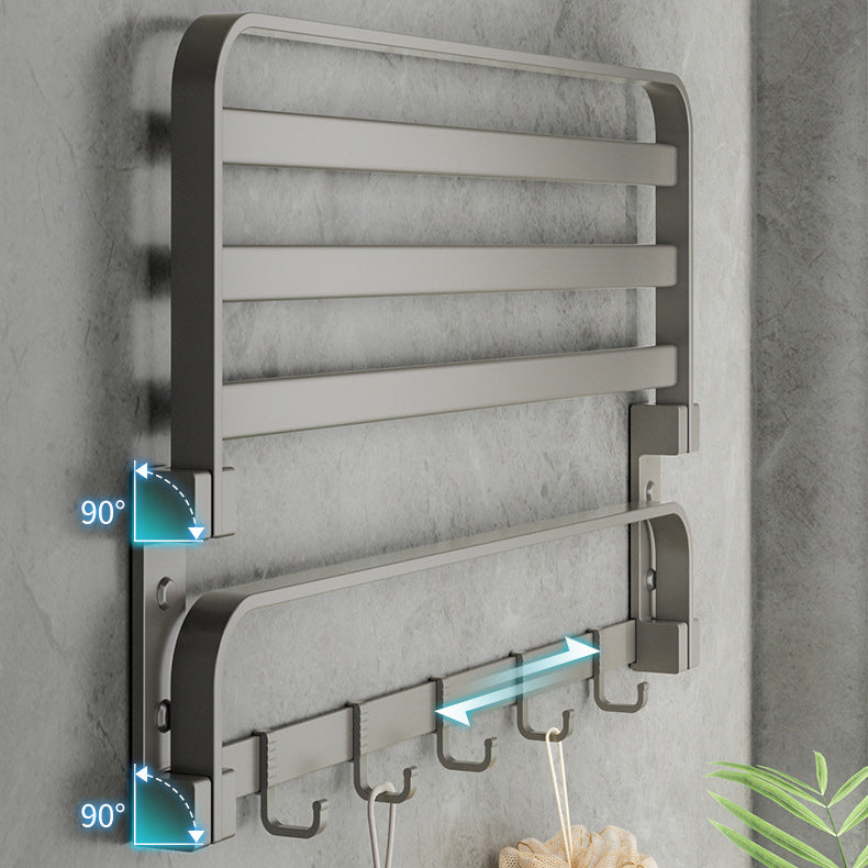 Modern Gray Bathroom Accessory Set Aluminum Stainless Steel Bathroom Shelf/Towel Hooks/Towel Bar