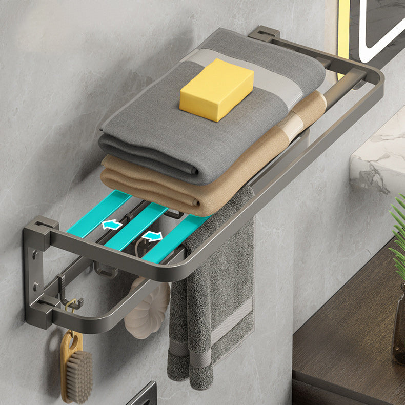 Modern Gray Bathroom Accessories Set Aluminum Stainless Steel Bathroom Shelf/Towel Hooks/Towel Bar