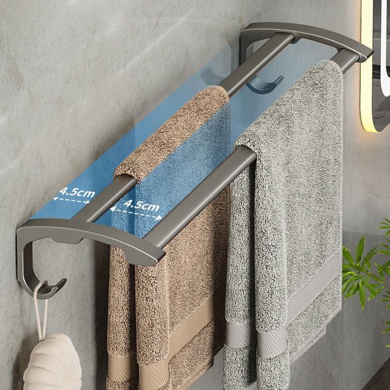 Modern Gray Bathroom Accessory Set Aluminum Stainless Steel Bathroom Shelf/Towel Hooks/Towel Bar