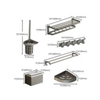 Modern Gray Bathroom Accessory Set Aluminum Stainless Steel Bathroom Shelf/Towel Hooks/Towel Bar