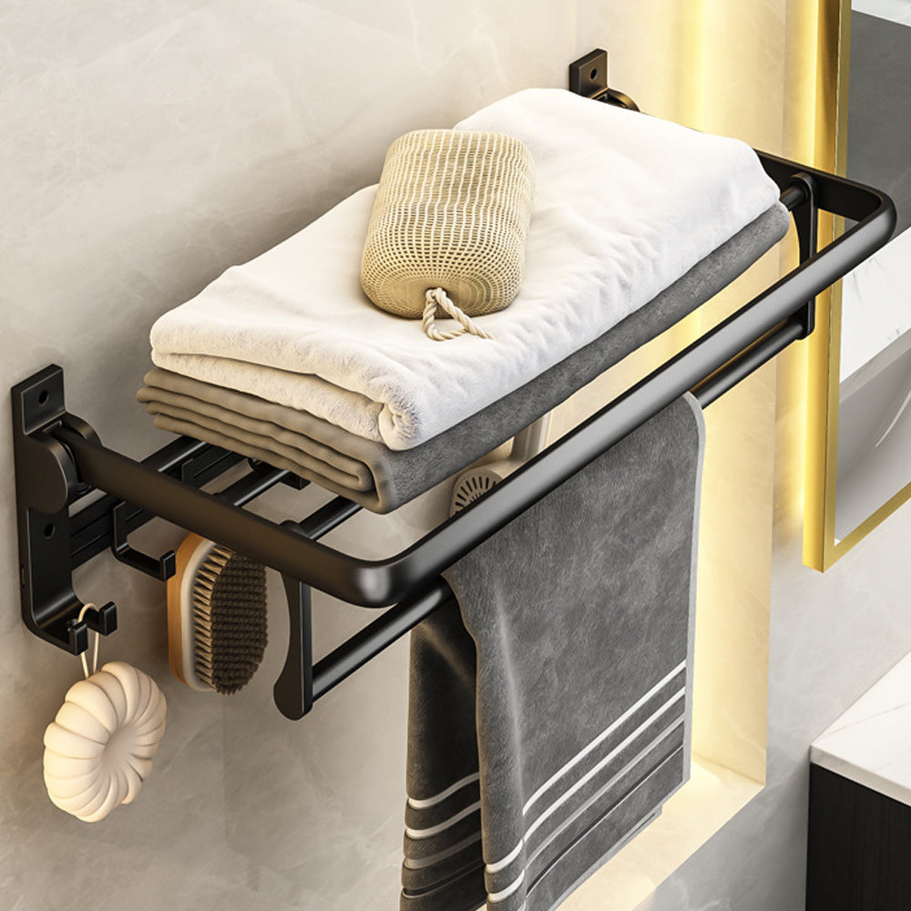 Contemporary Bathroom Accessory Set Matte Black Bathroom Set with Bathrobe Hooks/Towel Bar